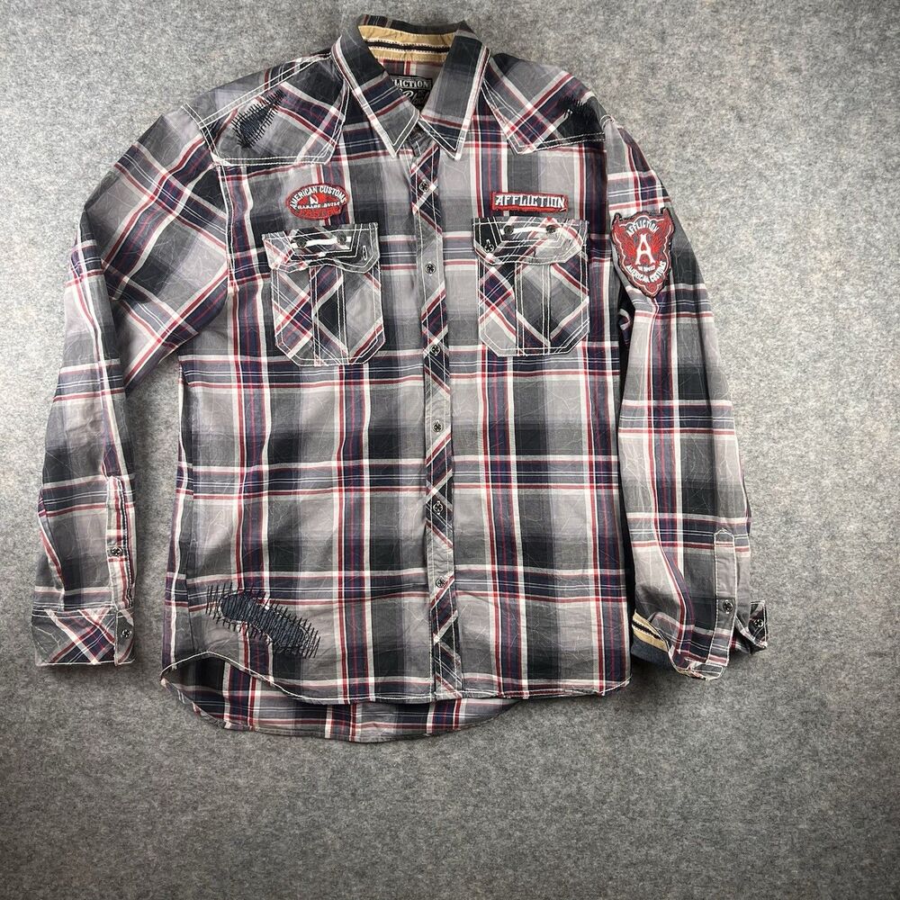 Affliction Black Premium American Customs Y2K Long Sleeve Button Shirt 2XL